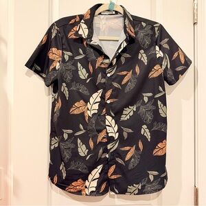 Black Floral Short Sleeve Shirt